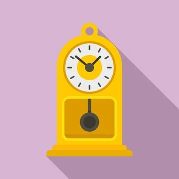 Chalet pendulum clock icon, flat style Stock Illustration