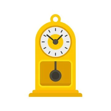 Chalet pendulum clock icon flat isolated Stock Illustration
