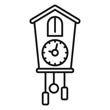 Chalet pendulum clock icon, outline style Stock Illustration