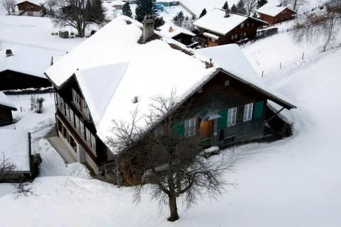 Chalet in the snow Stock Photos
