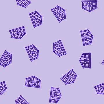 Chalet style cabin line vector seamless pattern Stock Illustration