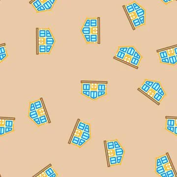 Chalet style cabin vector seamless pattern Stock Illustration