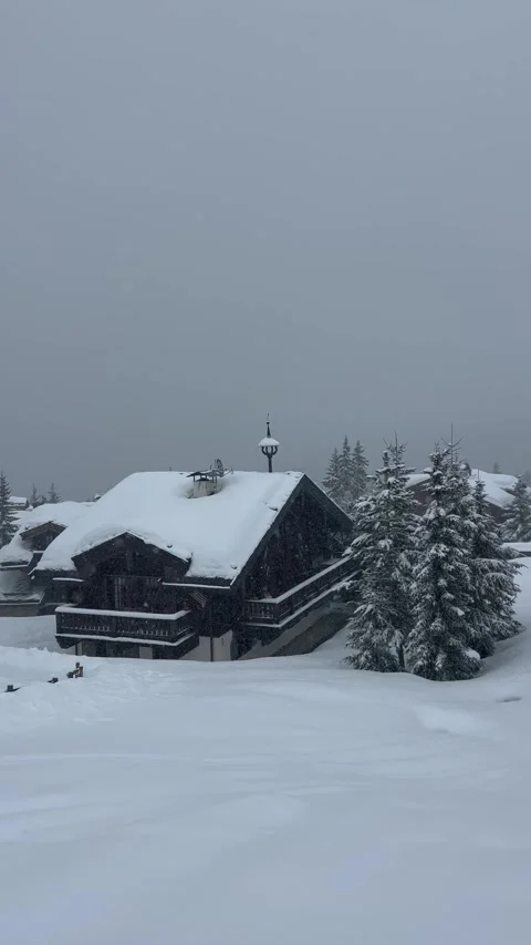 Chalet under snow by winter Stock Footage 336966610