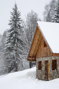 Chalet in winter Stock Photos