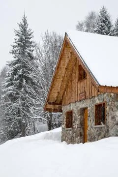 Chalet in winter Stock Photos