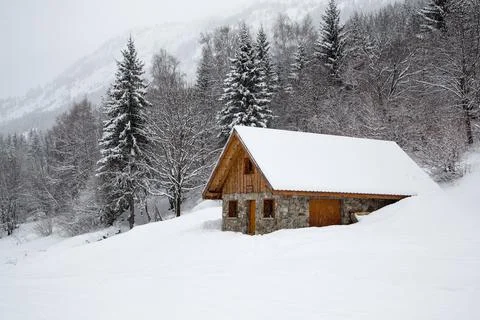 Chalet in winter Stock Photos