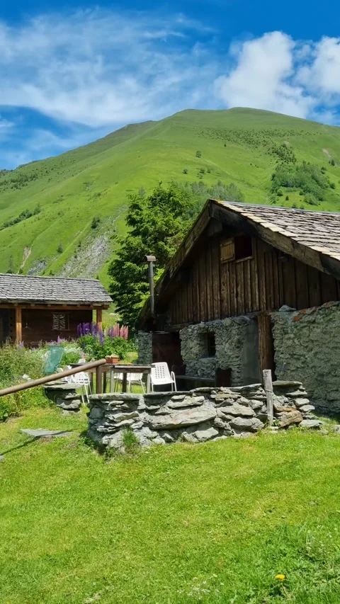 Chalets de Miage, Saint-Gervais-les-Bains, Chamonix, France Stock Footage 284658592
