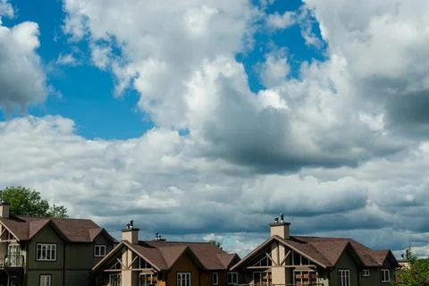 Chalets on the Mount Sutton Stock Photos