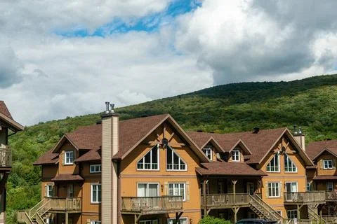 Chalets on the Mount Sutton Stock Photos