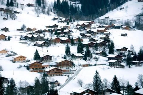 Chalets in the snow Stock Photos
