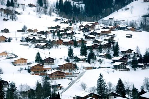 Chalets in the Snow Stock Photos