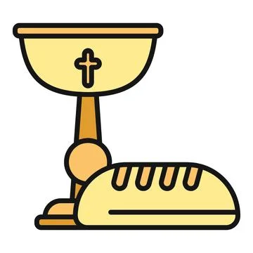 Chalice and bread representing christian eucharist communion symbol Stock Illustration