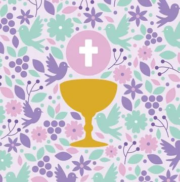 Chalice with holy host to first communion Stock Illustration