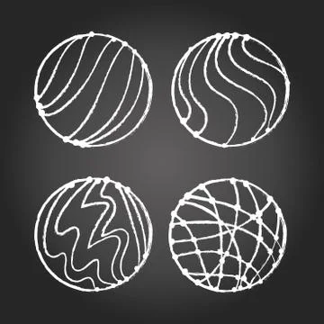 Chalk abstract circles on chalkboard Stock Illustration