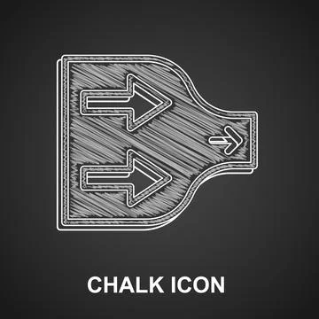 Chalk Arrow icon isolated on black background. Direction Arrowhead symbol Stock Illustration