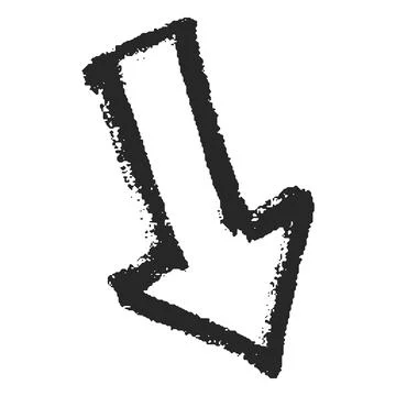 Chalk arrow silhouette, crayon vector sketch scribble pointer mark, down Illustrazione stock