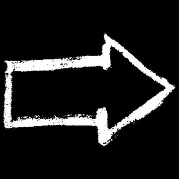 Chalk arrow white outline, vector sketch crayon scribble pointer mark, right Stock Illustration