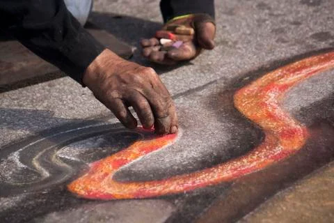 Chalk artists Stock Photos