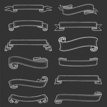 Chalk Banners Set Illustrazione stock