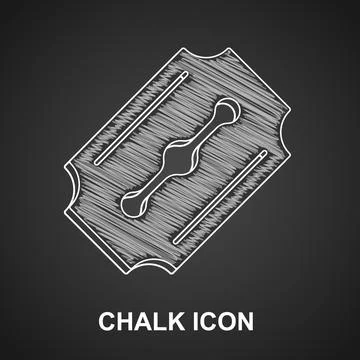 Chalk Blade razor icon isolated on black background.  Vector Stock Illustration