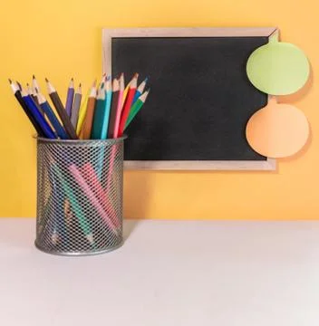 Chalk board and sticky notes Stock Photos