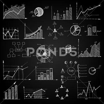 Chalk board doodle web charts Stock Illustration