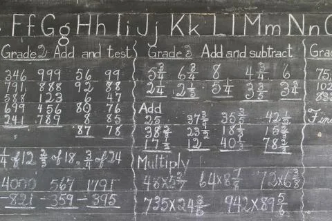 Chalk Board grade 2 math school education 스톡 사진
