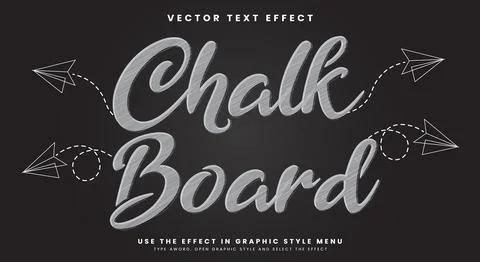 Chalk Board Simple Editable text effect Stock Illustration