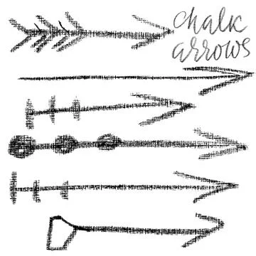 Chalk boho arrows set. Grunge coal elements collection. Vector illustration. Illustrazione stock