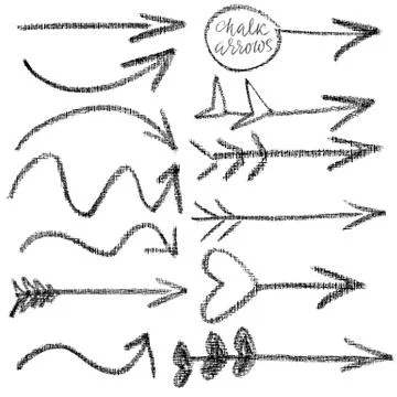 Chalk boho arrows set. Grunge coal elements collection. Vector illustration. イラスト素材