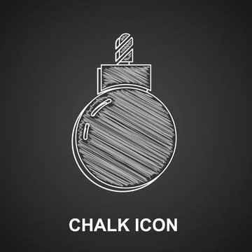 Chalk Bomb ready to explode icon isolated on black background. Vector イラスト素材