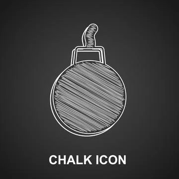 Chalk Bomb ready to explode icon isolated on black background. Vector イラスト素材