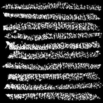 Chalk brushes set. Grunge elements with chalk texture. Hand drawn design Stock Illustration