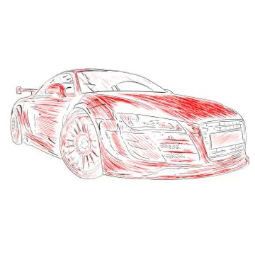 Chalk car design red Stock-Illustration