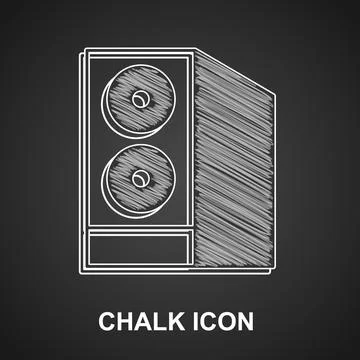 Chalk Case of computer icon isolated on black background. Computer server Stock Illustration