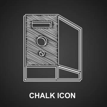 Chalk Case of computer icon isolated on black background. Computer server. Wo Illustrazione stock