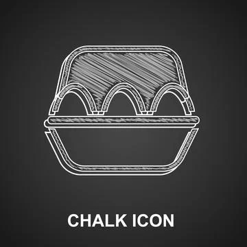 Chalk Chicken egg in box icon isolated on black background. Vector 스톡 일러스트