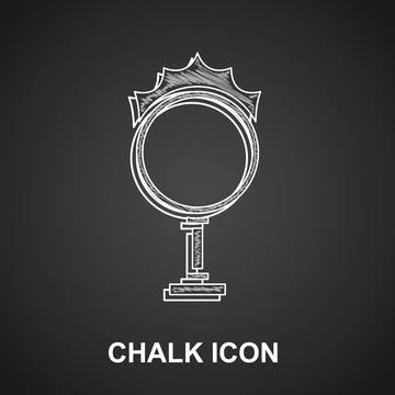 Chalk Circus fire hoop icon isolated on black background. Ring of fire flame Stock Illustration