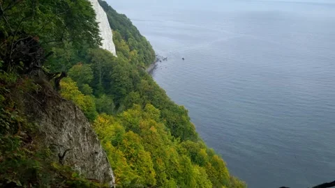 Chalk Cliffs and the Baltic Sea From the Hochuferweg Trail Stock Footage 346411540