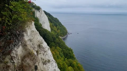 Chalk Cliffs Beyond a Viewpoint Railing on the Jasmund Coast 動画素材 346411551