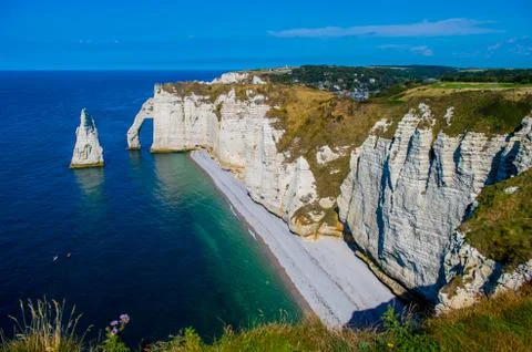 Chalk cliffs Cote d'Albatre. Etretat, Normandie, France Foto stock