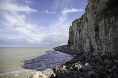 The chalk cliffs of etretat Stock Photos