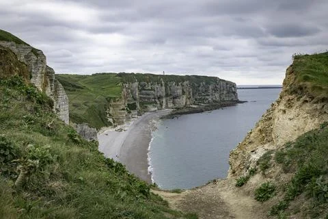 The chalk cliffs of etretat Stock Photos
