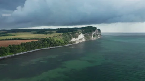 Chalk Cliffs on the Island of Moen in Denmark Stock Footage 244862654
