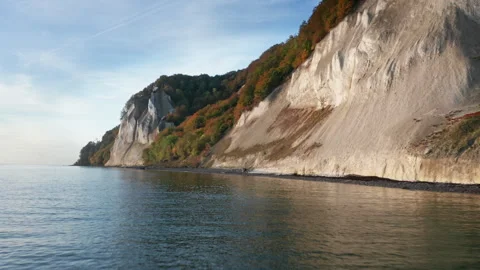 Chalk Cliffs on the Island of Moen in Denmark Stock Footage 245482802