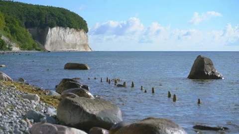Chalk cliffs, Jasmund National Park, Sassnitz, Baltic Sea, Rügen, Germany,Europe Stock Footage 237809809