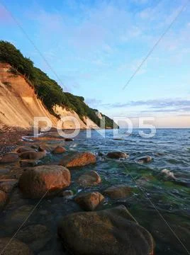 Chalk Cliffs With The Koenigsstuhl Cliff In The Early Morning Sassnitz Rugen