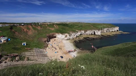 Chalk cliffs at North Landing beach, Flamborough Head Stock Footage 342156743