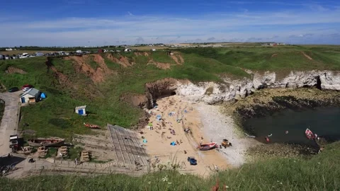 Chalk cliffs at North Landing beach, Flamborough Head Stock Footage 342157082