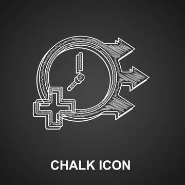 Chalk Clock icon isolated on black background. Time symbol. Vector Stock Illustration